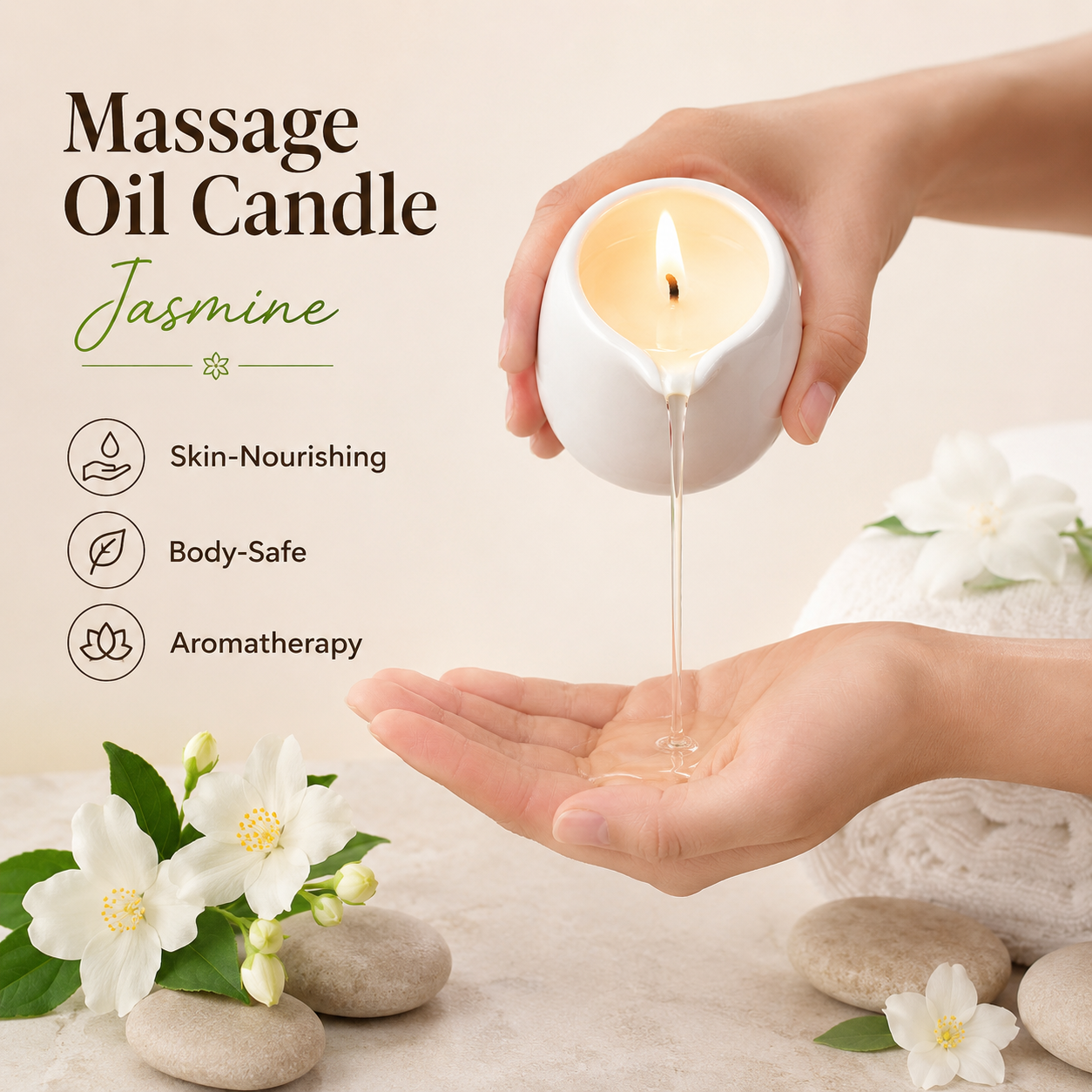 Massage Candle Melting - Ceramic Massage Oil Candle Jasmine Sweet