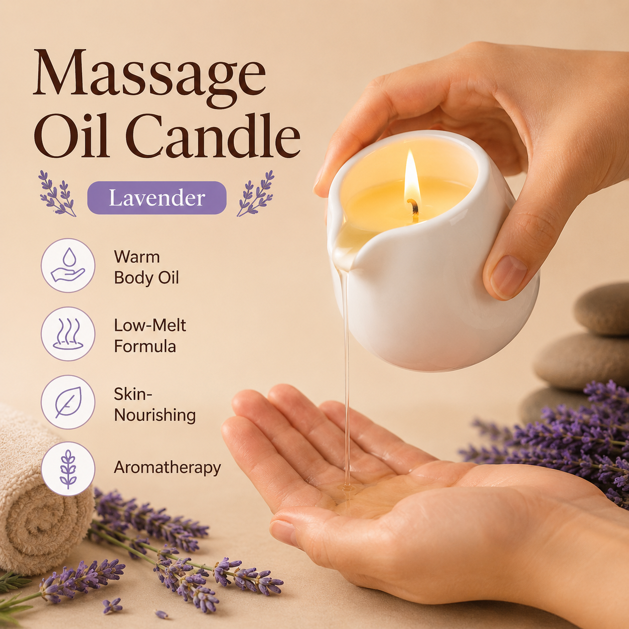 Massage Candle Melting - Ceramic Massage Oil Candle Lavender Soothing