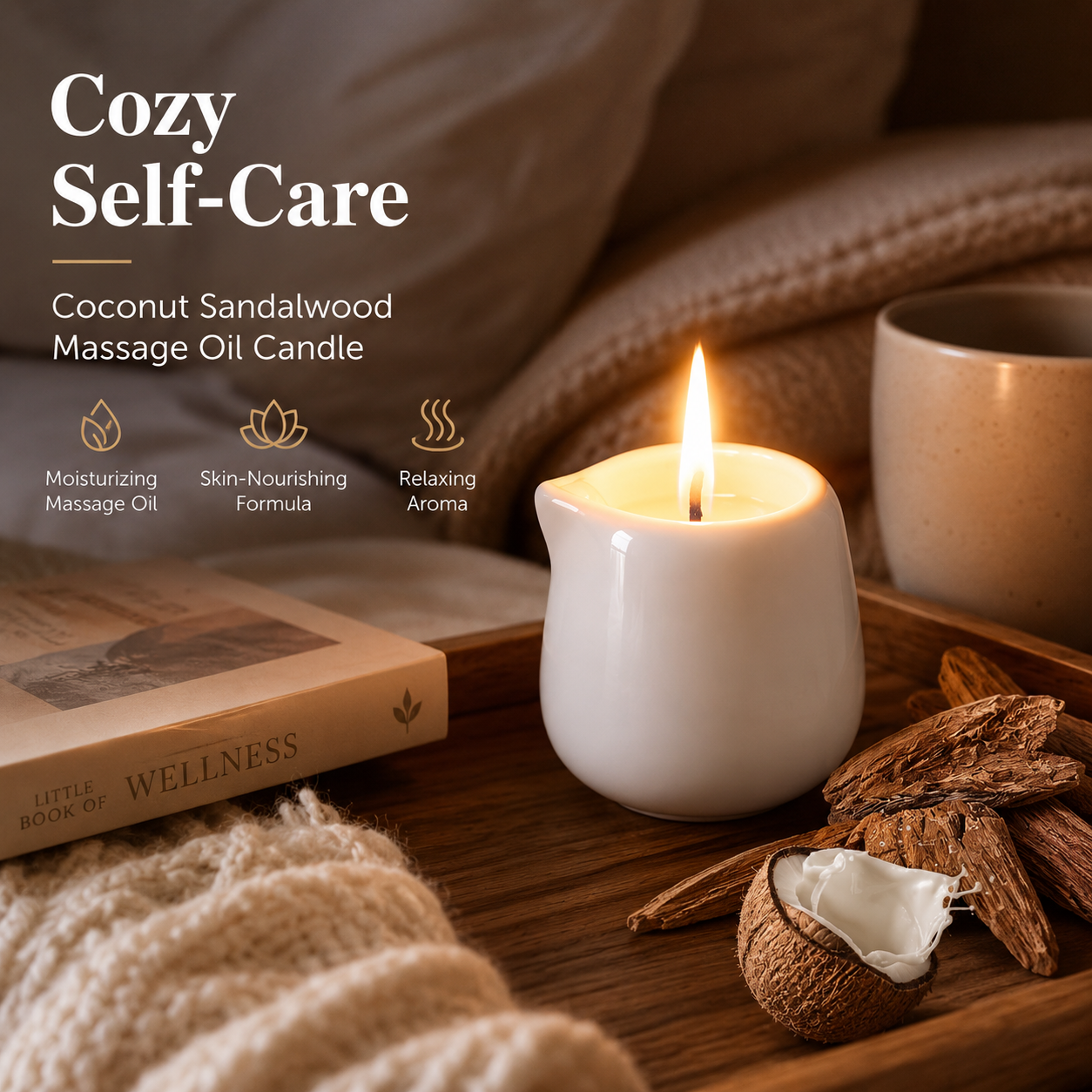 Massage Candle Melting - Ceramic Massage Oil Candle Coconut Sandalwood