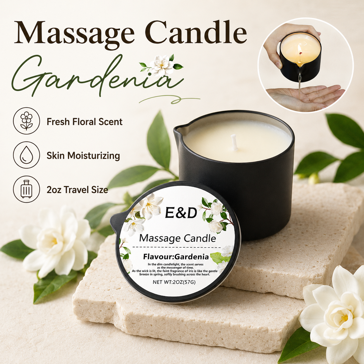 Gardenia Massage Oil Candle 2o – Massage Candle Melting recenzja i cena