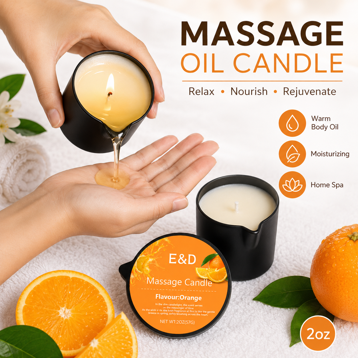 Orange Massage Oil Candle 2 oz – Massage Candle Melting recenzja i cena