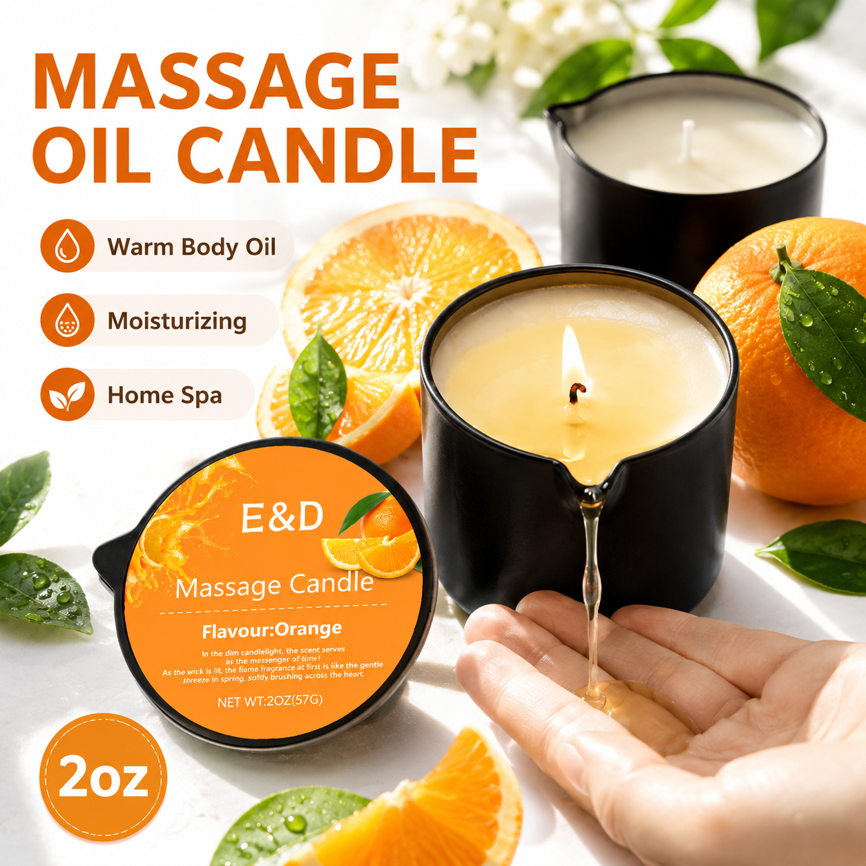 Orange Massage Oil Candle 2 oz – Massage Candle Melting recenzja i cena
